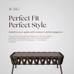 This image highlights our rope-woven bench, a perfect example of a piece designed for a perfect fit and perfect style. It blends function with refined aesthetics, made to measure for your space.