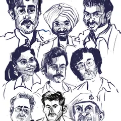A collage of all the digital ink portraits I drew while watching the Netflix series 'Black Warrant'. It shows how I can capture a wide range of characters and expressions in a cohesive style.