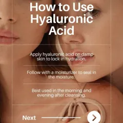 This infographic shows how to properly use Hyaluronic Acid. For best results, apply it to damp skin and follow with a moisturizer to seal in the hydration.