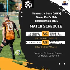 We compete at the senior level. This is our match schedule for the Maharashtra State (WIFA) Senior Men’s Club Championship.