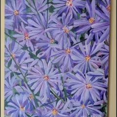 'Purple Haze', a 10x16 inch acrylic painting of Aster flowers, inspired by a visit to Cubbon Park. I was so happy that this piece found a loving home with a buyer who felt an instant connection to it.