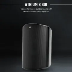 The Polk Atrium 8 SDI is our flagship single-speaker stereo solution for outdoor audio. It provides high-performance sound with versatile stereo or mono options, making it an excellent choice for covering large outdoor zones with rich, detailed audio.