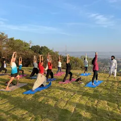 Leading a morning yoga sadhana at a beautiful farm retreat. Practicing asana outdoors, surrounded by nature, connects us to the earth and awakens our life force, or prana. It’s not about perfect poses, but about the feeling of unity with your breath and the world around you.