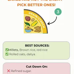 Carbs are not the enemy; you just need to pick the right ones. I explain why you should choose complex carbs like millets, brown rice, and oats over refined sugar and maida-based foods.