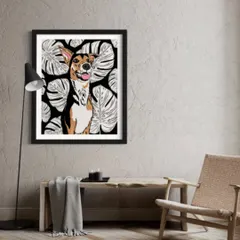 A custom pet portrait like this one of Bella makes for stunning, modern wall art that celebrates your furry family member.