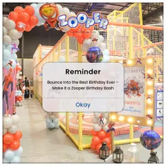Your reminder that the best birthday ever is a Zooper birthday bash. I can bring any theme to life, like this awesome Spiderman party, complete with decorations and non-stop action.