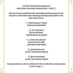 Celebrating the outstanding results in the 50m Pistol event, including a gold medal for our para-athlete Nikhil Kapoor. My academy is proud to offer inclusive coaching for shooters with disabilities.