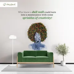 Who knew a dull wall could become a masterpiece? Here, the same floral afro art piece is shown in a living room setting, acting as a vibrant and creative focal point above a modern green sofa.