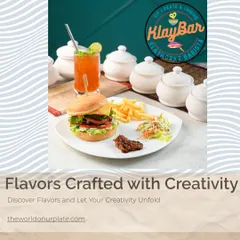 Our flavors are crafted with creativity. This meal features a hearty burger, crispy fries, and our refreshing Peach Assam Iced Tea, a perfect combination for a delicious lunch.