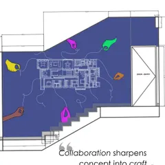 A conceptual drawing from our 'Staircase Entry Project' with interns. This image represents the initial phase of collaboration, where abstract ideas begin to take form.