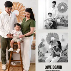 The best phase of life. This black and white collage offers a timeless, classic feel to the family portrait, emphasizing emotion and connection over color.