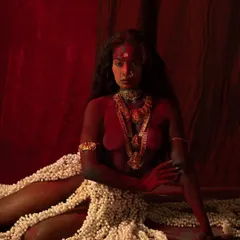 Another portrait from the "KALI" series, capturing a moment of raw power. The composition is tight, focusing on the subject's expression and the symbolic elements of the styling.