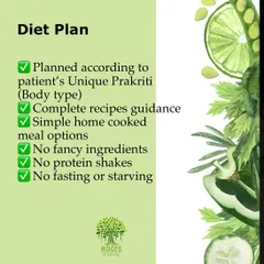 Your diet plan is unique to you. It's designed according to your Prakriti (body type) with simple, home-cooked meal recipes. I believe in eating right, not starving.