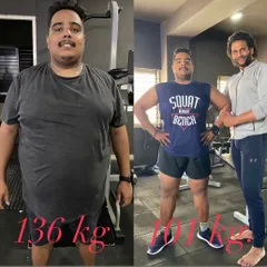 This is what a 35 kg weight loss looks like. We started at 136 kg and brought him down to 101 kg in 8 months. He didn't just lose fat, he gained strength, flexibility, and a new life. We still have more to go.