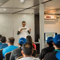 The learning starts in the classroom. Before we hit the track, we walk you through the core concepts of high performance riding, from vision and body position to understanding the racing line.