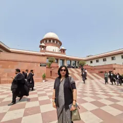 A moment of reflection outside the Supreme Court of India. I was here for a Public Interest Litigation to make workplaces safer for women by strengthening Internal Complaints Committees. The fight for justice often leads to the highest court in the land, and I am prepared to go the distance for my clients and causes.