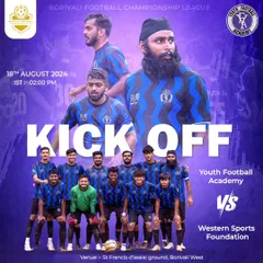 Kick-off announcement for our first game in the Borivali Football Championship League against Western Sports Foundation.