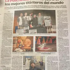 A feature on our work in a Spanish newspaper. It talks about our traditional puppetry and our participation in a cultural exchange with Spanish puppeteers.