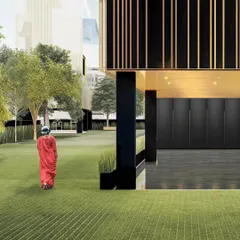 For this ultra-luxury residential project in Chennai, we wrapped a minimal, clean volume in a delicate layer of bronze anodized aluminum tubes. This facade treatment adds a layer of sophistication and texture without excess ornamentation, defining a sense of quiet luxury.