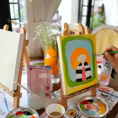 A close-up of the painting activity we set up for an influencer event. Providing creative outlets like this helps make brand events more personal and enjoyable for everyone attending.