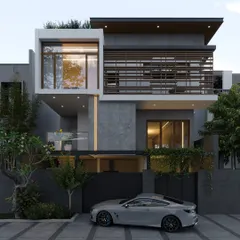 This Bangalore project uses a dark grey color palette and a slatted screen on the upper floor to create a sleek, private, and modern urban home.