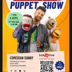 The poster for my ventriloquist puppet show at Vishnudas Bhave Natyagruha, Vashi, targeted for kids 7 and above.