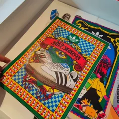 Prepping for a three-day live art event at the Adidas store in DLF Promenade, Delhi. Along with sneaker painting, I also offered custom art prints for t-shirts.