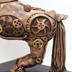 A close-up of the detailed gear work on the hip and leg of the Steampunk Horse cake. Each component is individually crafted and placed to create a realistic mechanical effect.