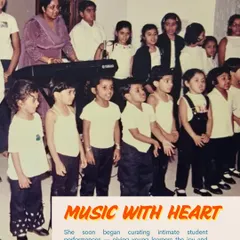 From the beginning, sharing music was key. This photo shows an intimate student performance, where young learners first experienced the joy and confidence of playing for others. This philosophy of 'music with heart' continues today.