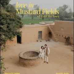 Love rooted in tradition, captured in the rustic heart of Punjab. This poster-style shot for Shreya and Tushar was designed to feel like the cover of their own classic love story, celebrating their heritage with a "sard de khetan vich pyaar" theme.