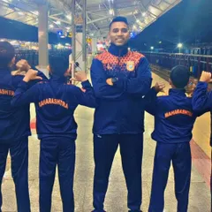 Unstoppable. Our coach, Fayaz Jamadar, with the young athletes of the Maharashtra team. They carry the pride of our state and our academy as they embark on their journey to the national yogasana championship.