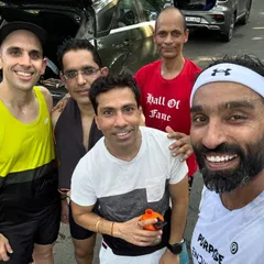 A selfie after a tough but rewarding Sunday long run. The camaraderie and post-run chats with the crew make all the hard work worth it.