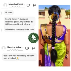 "I was shocked," she said. This client saw an 80% reduction in hair fall from the very first application of my oil and shampoo. It's reviews like this that prove my traditional recipes work.