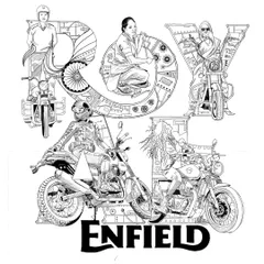 The black and white line art version of the 'Naari Shakti' piece. This view reveals the intricate details and mechanical elements woven into the typography before the color was applied.