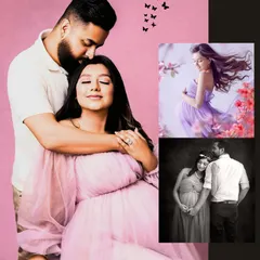 Our couple's sessions offer a variety of styles. This collage demonstrates our range, from a soft and romantic color portrait to a classic black and white shot, ensuring your photos reflect your unique bond.