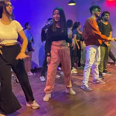 A shot from a packed workshop held at our studio. The space is buzzing with energy as dancers learn from a guest instructor, showing its potential as a prime workshop venue in Noida.
