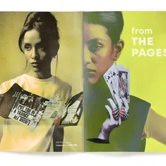 A magazine spread layout from the 'from the pages' project. This image combines portraiture with collage elements, exploring themes of identity and media influence in a visually layered format.