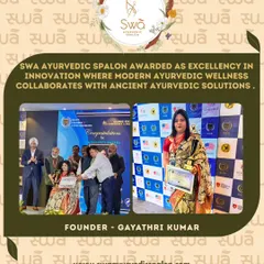 A proud moment for Swã Ayurvedic Spalon, being awarded for excellence in innovation. This recognizes our unique approach of combining modern wellness with ancient Ayurvedic solutions.