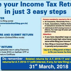 This infographic simplifies the income tax filing process into three core actions: registering on the e-filing portal, preparing and submitting the return, and finally, verifying it with an Aadhaar OTP or EVC. We manage this entire workflow for you.
