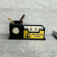 A closer look at the lifetime calendar customized for a judge. It features the scales of justice symbol, showing how I can tailor the design for different professions.