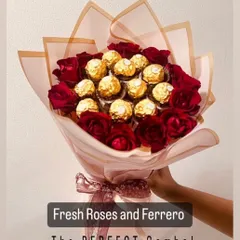 Sometimes, you just need a classic. This is our take on the perfect combo: a hand-tied bouquet of fresh red roses and Ferrero Rocher chocolates. It’s simple, elegant, and always a winner.