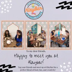 Tag your friends and meet up at KlayBar for a perfect blend of food, fun, and creativity. This collage captures the joy of shared moments.