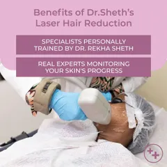 This is a close-up of our advanced laser technology in action. The procedure is performed by specialists personally trained by Dr. Rekha Sheth, ensuring every session is safe, precise, and monitored by real experts.