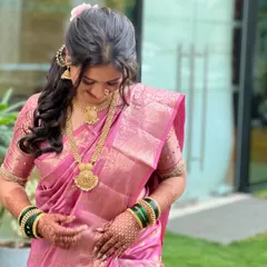 A beautiful, shy moment captured of my bride Shruti. Her soft makeup and traditional attire make for a timeless portrait.