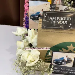 A close up of our Groom To Be Hamper. We love adding personal touches like photos and inside jokes to make the groom feel extra special before his big day.