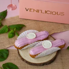 Our strawberry eclairs are here to blow your mind. The classic choux pastry is filled with strawberry cream and topped with a sweet pink glaze.