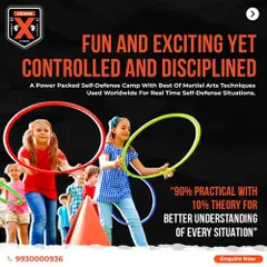 Our camp is designed to be both fun and disciplined. We focus on 90% practical training with 10% theory, ensuring kids learn real techniques for real situations while enjoying activities in a structured setting.
