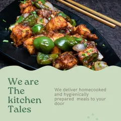 We deliver hygienically prepared meals to your door. This image features our delicious Chilli Paneer, a semi-dry preparation with chunks of soft paneer and crisp capsicum, perfect with rotis or as a starter.