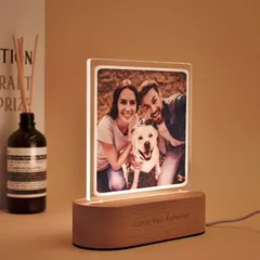 This elegant photo night light features your picture on an acrylic slide that fits into a lighted wooden base. I can also engrave a short message like "Love You Forever" on the base for an extra personal touch.