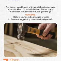 The tap test helps identify gaps or voids in plywood. I use only solid, firm plywood, which is a testament to the superior quality and durability of every piece I create.